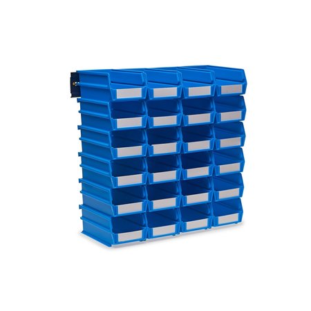 TRITON PRODUCTS Polypropylene Wall Storage, Blue, Bins/Rails, 26 pcs., 7.375 in. D x 3 in. H x 4.125 in. W, Blue 3-220BWS